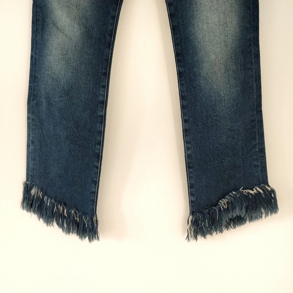 Frame Le High Straight Shredded Hem Jeans Lambeth - Picture 6 of 8